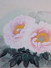 Japanese Hanging Scroll Art Painting  peony  Sadayoshi Bamba Antique Kakejiku