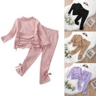 Toddler Kids Baby Girls Outfits Clothes T-shirt Tops  Bell-bottom Pants 2pcs Set