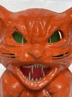 Vintage Halloween-paper Mache-orange Cat On Fence