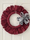 Fabric Handmade Red  Christmas Wreath Country Primitive Front Door Home Decor