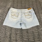 Seven7 Womens Size 16 Light Wash Blue Denim Shorts Embroidered Pockets Rn109890
