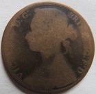 1875 Queen Victoria Bun Head One Penny Coin - Great Britain