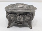 Vintage Victorian Heavy Ornate Metal Dresser Casket Trinket Jewelry Box 3 5x4 75