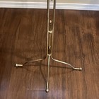 Vtg Brass Quilt Towel Stand Rack Standing Floor Hollywood Regency Patina 27x28 
