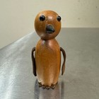 Vtg Mcm Teak Wood Carved Penguin Figurine 2 5  Tall - Made In Germany