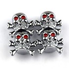 4x Skull bones Silver Tire Wheel Valve Stem Air Caps Metal Covers Car motorcycle