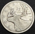 Canada - 1939 - 25 Cents - 80  Silver Canadian Coin - Asw  15oz - King George Vi