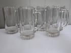 Set Of 6 Vintage Large Glass Heavy Beer Mug Soda Malt Starburst Double Bottom 