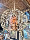 New Rattan Framed Real Tapa Cloth Lamp Flame Bulb Smokin Tikis Oceanic