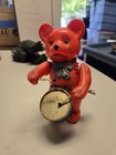Vintage Wind Up Celluloid Bear Drummer Japan Antique Toy 1930 s
