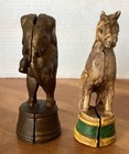 2 Vintage Cast Iron Still Coin Banks  Horse And Elephant On Tubs