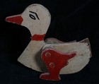 Antique Wooden Pull Toy Duck Painted Wood Primitive Decor  a6 