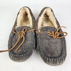 Ugg Women s Dakota Pewter Grey Suede Slippers Moccasins 5612 Shoes Size  8