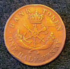 1854 Half Penny Bank Of Upper Canada Token Dragonslayer