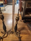 Antique 23    Tall Bennett Brass Claw Foot Fireplace Log Holder Andirons Heavy