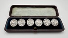 Edwardian Set 6 Art Nouveau Buttons Sterling Silver London 1905 R Friederich