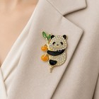 Golden Stylish Panda With Tangerines Brooch Pin