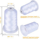 Embroidery Thread 5500 Yards White 001  2 Huge Spools 40wt Polyester