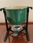 Le Creuset Vintage Enamel Verde Green Cast Iron Fondue Set 