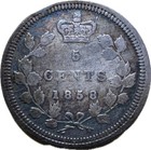 1858 Canada 5 Cents Large Date - Rp2  Vf