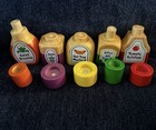 Vtg Melissa   Doug 5 Piece  Magnetic Wooden Kitchen Condiment Set Euc