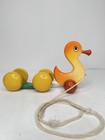 Vintage Kouvalias Wooden Duck Pull Toy Greece Mcm Wood Toy Nursery Decor 1960s