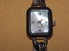 Vintage Sterling Silver Japan Quartz Battery Op Liquid Silver Band Watch