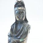 Vintage 9 5    Guan Yin Brass Deity East Asian Buddhist Statue Guanyin