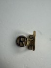 Vtg Initial R Belt Buckle Two Tone Swing Arm Slider Type Small Monogram Signed