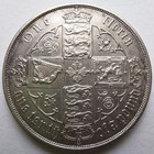 1878 Great Britain Victoria Gothic One Florin Sterling Silver Xf au Details