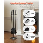 Uimoso 4-piece Fireplace Tool Set With Stand  Shovel  Brush  And Poker  Black