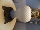 Vintage Hobnail Milk Glass Hurricane gwtw Lamp Accurate Casting Co  Base