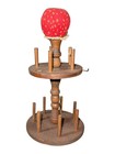 Vintage Wooden Revolving Spool Thread Holder Caddy 2-tier Pincushion Sewing Rack