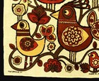 Nwot 60s Belinda Lyon Tea Towel Wall Art Mod Birds