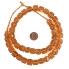 Old Amber Vaseline Cube Trade Beads  10504 13mm Nigeria African Orange Glass