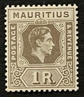 Travelstamps  1938 Mauritius Stamps Scott  219 - 1r Kgvi  Mint Mogh