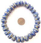 27 Blue   Yellow Ghana Handmade Bicone Recycled Glass African Trade Beads-ghana 