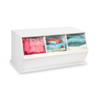 Badger Basket Children s 3-bin Stackable Wooden Storage Cubby 5 2 Cu Ft - White