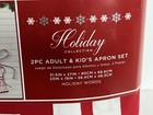 New Holiday Collection 2pc Adult   Child Kid Apron Set Holiday Words White Red