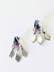 Vintage Signed Gh Zuni Sterling Silver Turquoise Teardrop Stud Dangle Earrings 
