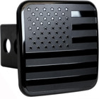 2 Inch Trailer Hitch Cover Plug With Metal American Black Flag Fit For Any 2  Hi
