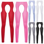 Women High Rise Gym Crotchless Leggings Hollow Out Stretchy Yoga Trousers Pants 