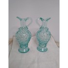 Vintage Verdetrusco Aqua Glass Cruets   Italian Oil   Vinegar Bottles