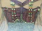 Vintage Bedouin Tribal Veil Face Covering Linen  Coins   Beads