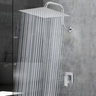  Rain Shower Head With Goose Neck Curve Arm  All Metal Waterfall Rainfall 