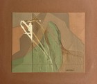 Vintage Sabra Richards Mixed Media Abstract Collage Drawing 1980s Signed Framed