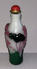 Chinese Antique Carved 3 Color  Peking Glass Snuff Bottle  Intricate Carvings