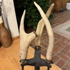 Genuine Deer Antler Fireplace Tools Set Of 3 Cast Iron Set Plus Firewood Holder