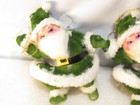 2 Vtg Green Dancing Santa Claus Flocked Christmas Ornament Soft Plastic 4  D54jj