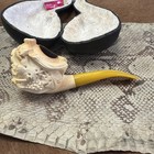 Vintage Large Block Meerschaum Bacchus Dionysus Laughing God Pipe Hand Carved